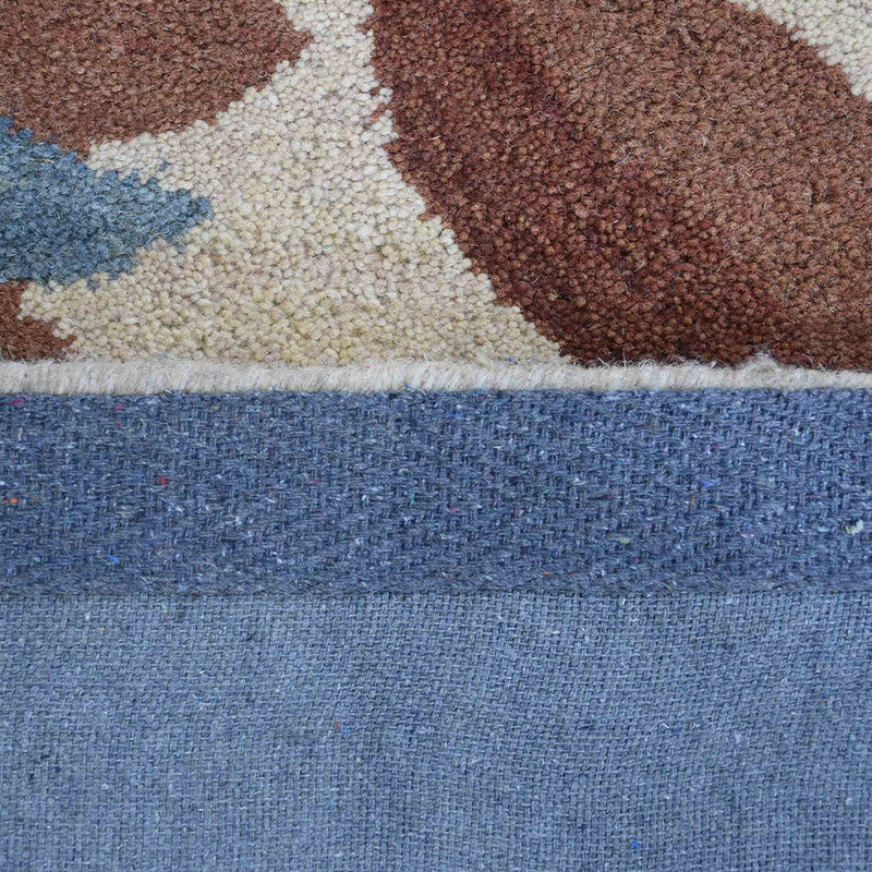 RUGSOTIC CARPETS HAND TUFTED WOOL ECO-FRIENDLY AREA RUGS  - 5'x8', Rectangle Shape, Cream, Floral Modern Design, High Pile Thick Handmade Anti Skid Area Rugs for Living Room, Bed Room (K03059)