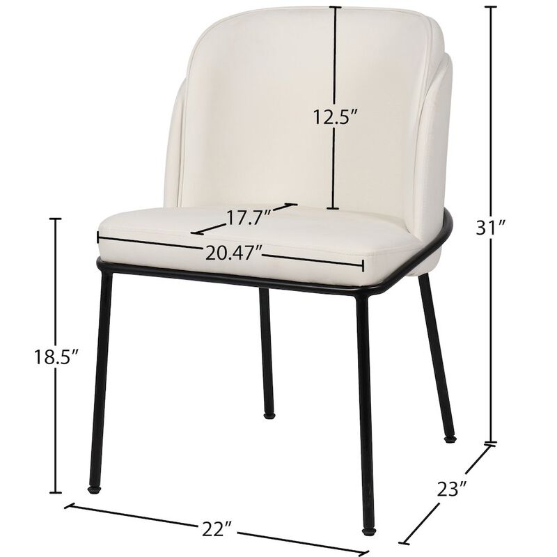 Meridian Furniture Jagger White Vegan Leather Dining Chair, Set of 2