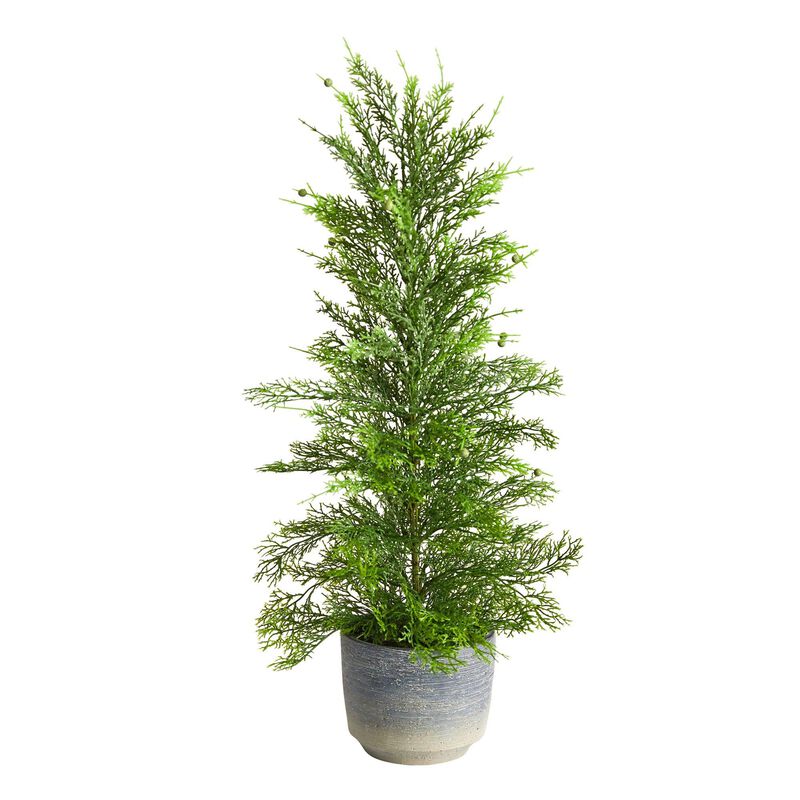Nearly Natural 27-in Californian Cedar Artificial Tree in Decorative Planter