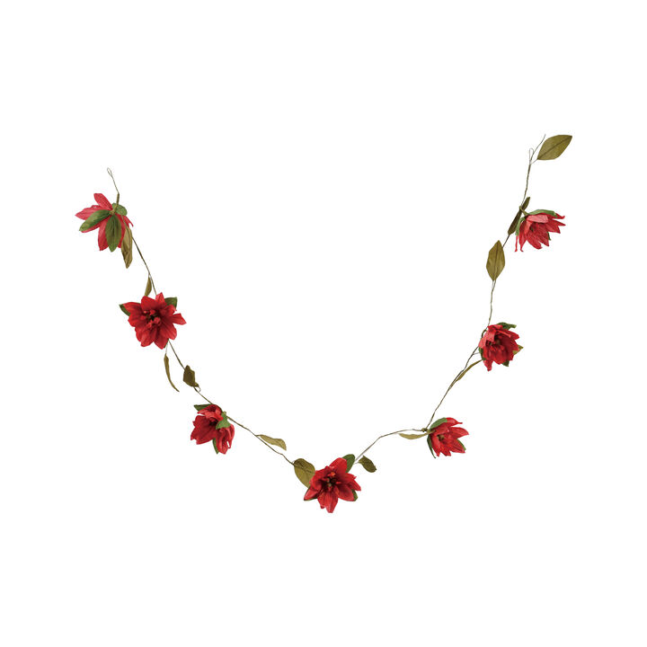 Poinsettia Paper Garland with Jute Accents, Red & Green