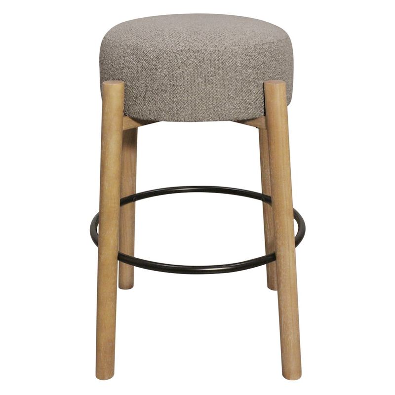 Natalia Barstool in Gray Boucle Fabric 2-Piece Set