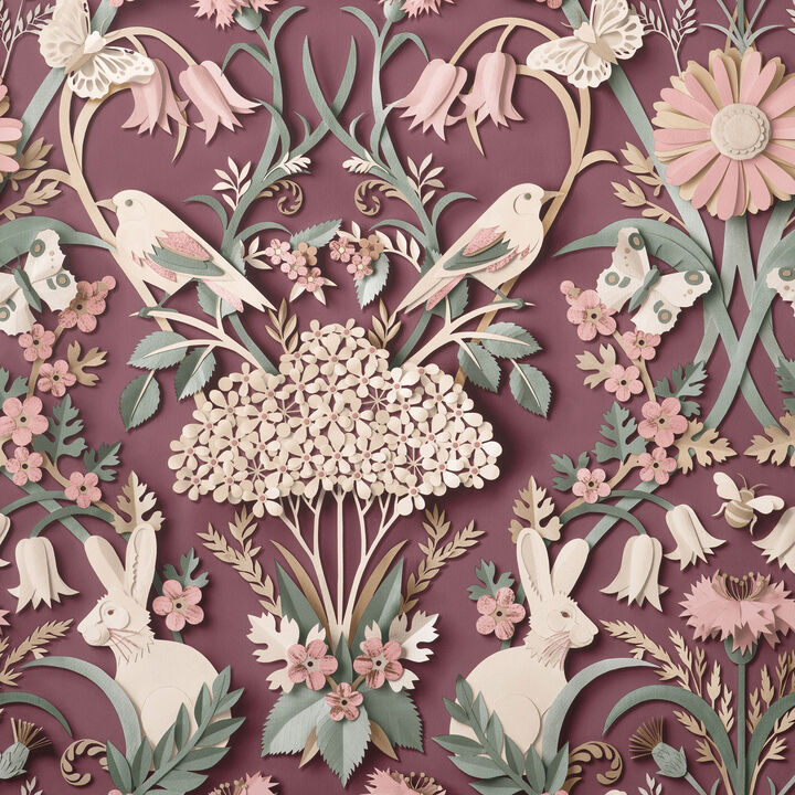 Fae Plum Woodland Wallpaper (Set of 2)