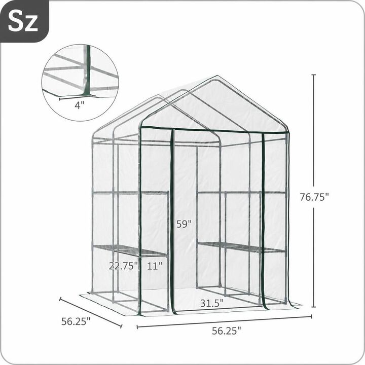 WOW PIONEER Portable Walk-In Greenhouse Kit with Built-In Four Shelves for Year-Round Outdoor Plant Growing and Weather Protection