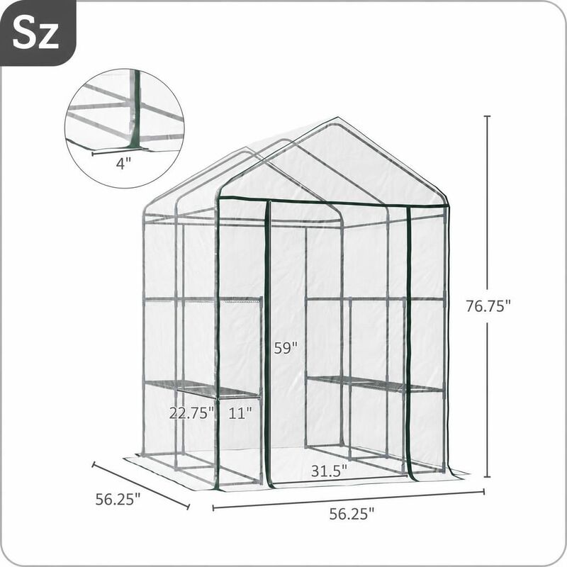 WOW PIONEER Portable Walk-In Greenhouse Kit with Built-In Four Shelves for Year-Round Outdoor Plant Growing and Weather Protection image number 1