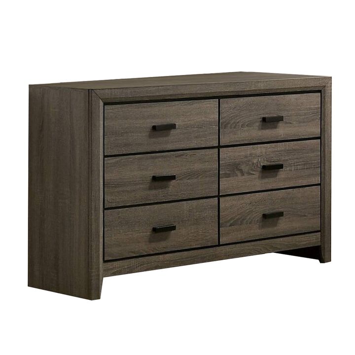 Dresser with Black Rectangular Pulls, Gray