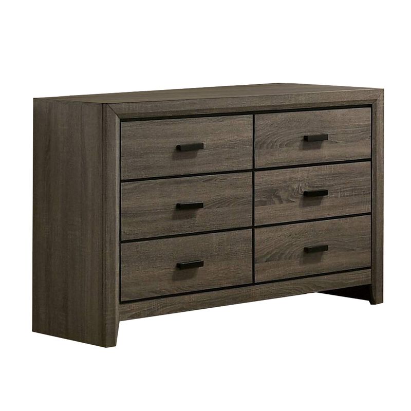 Dresser with Black Rectangular Pulls, Gray