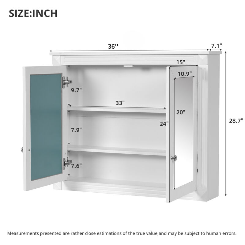 ELEMENT ACE Stylish Wall-Mounted Mirror Cabinet with Adjustable Shelves image number 2