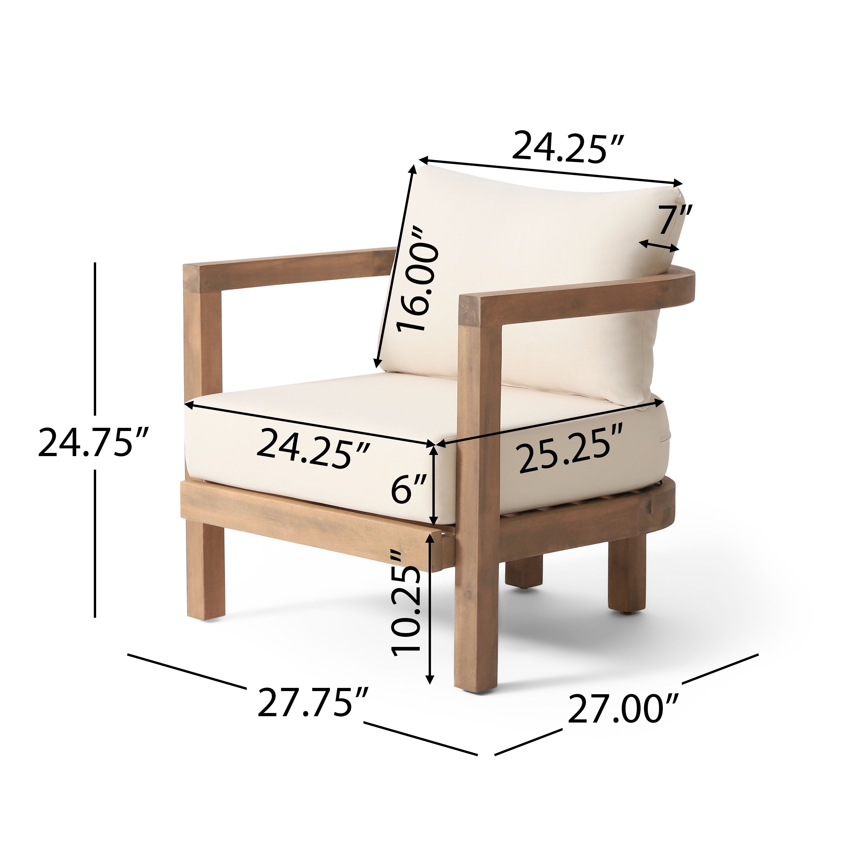 Merax ( SET OF 2 ) Outdoor Acacia Wood Patio Club Chair