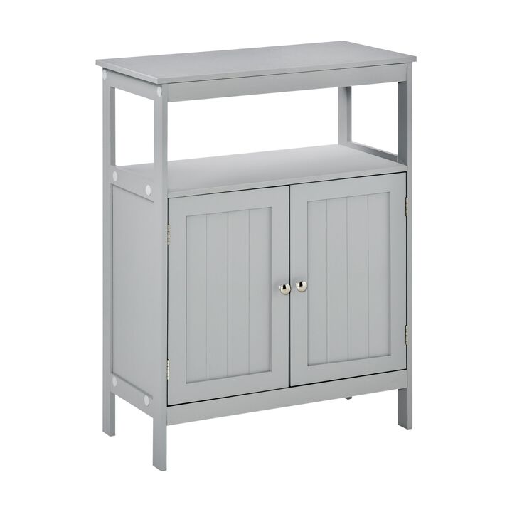 Grey Bathroom Storage: Wooden Cabinet with Double Doors