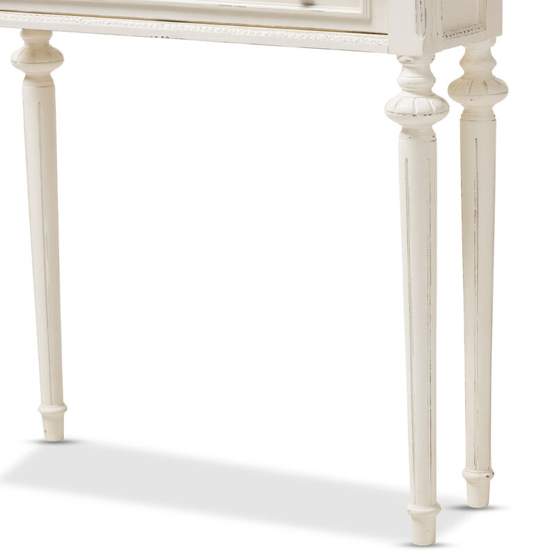 Baxton Studio Marquetterie Oak And White Wash Distressed Finish Wood Two Tone Console Table