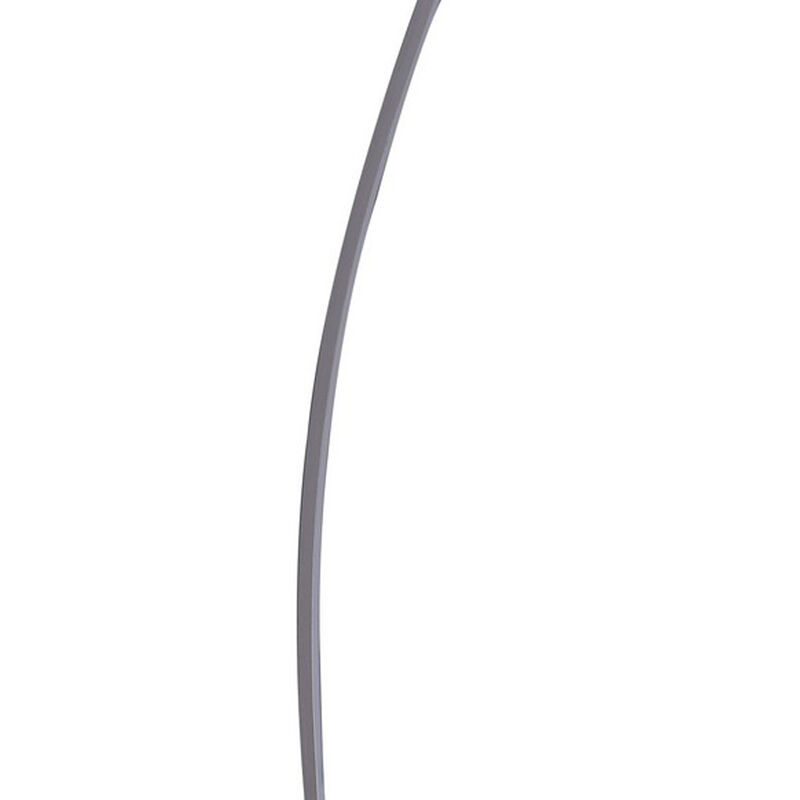 Floor LED Lamp with Metal Arched Design, Brushed Silver - Benzara image number 2