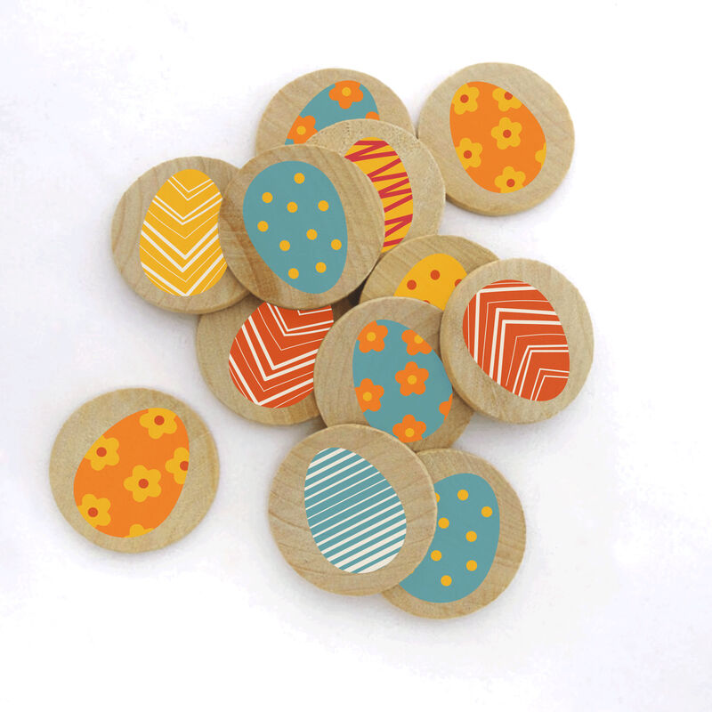 Happy Easter Solid Maple Wood Serving Board Platter - 11" x 16" | Easter Egg Wooden Tokens | Made in the USA image number 3