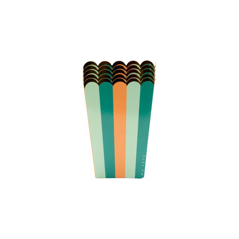 Ma Fete  Disposable Paper Striped Popcorn and Treat Boxes, (12)
