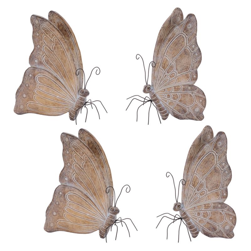 4-Piece Etched Butterfly Shelf Sitter Set for Whimsical Home Accents