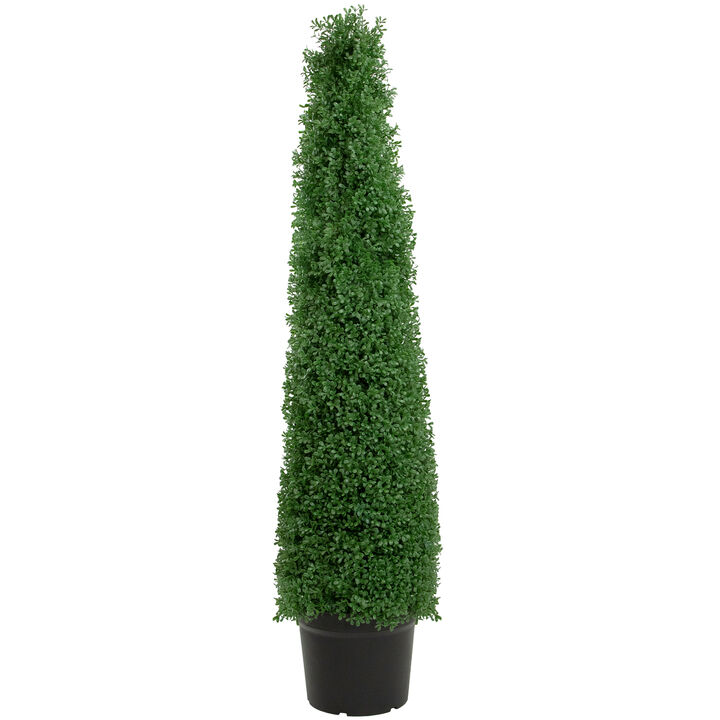 4' Artificial Boxwood Cone Topiary Tree with Pot  Unlit