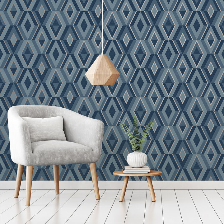 Shard Blue Geometric Wallpaper (Set of 2)