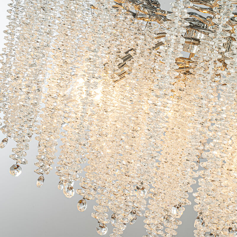 25'' Modern Glam Crystal Chandelier Polished Nickel Branch Style 6-Light Pendant Ceiling Light for Dining Room Bedroom Living Room Entryway image number 4