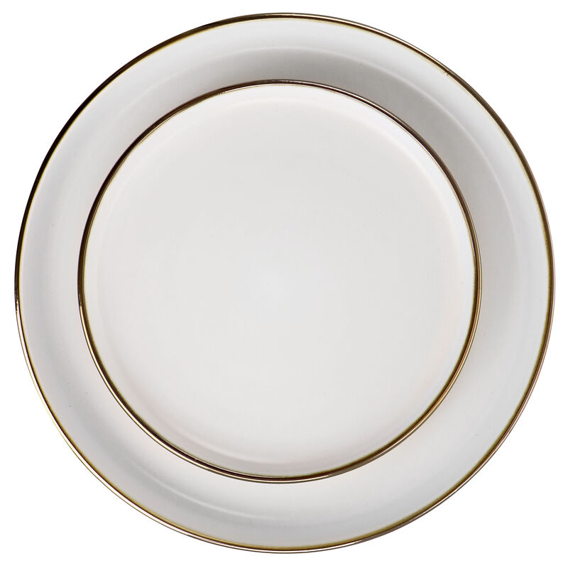 Elama Arthur 16 Piece Stoneware Dinnerware Set in Matte White with Gold Rim image number 5