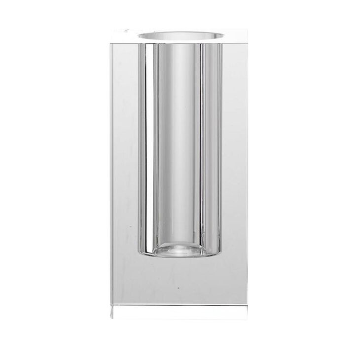 HomeRoots 8" Clear Square Glass Table Vase