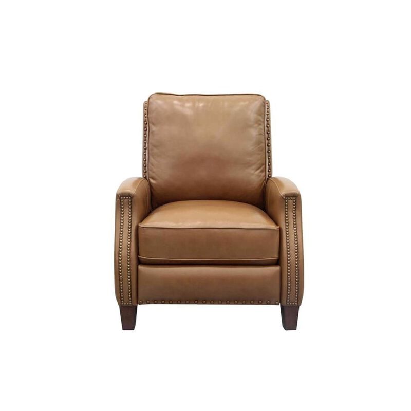 Brown Leather Recliner Chair with Hardwood Frame and Footrest image number 4