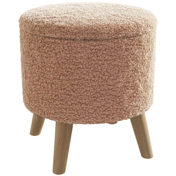 Round Ottoman Stool with Padded Seat for Living Room, Bedroom, or Office