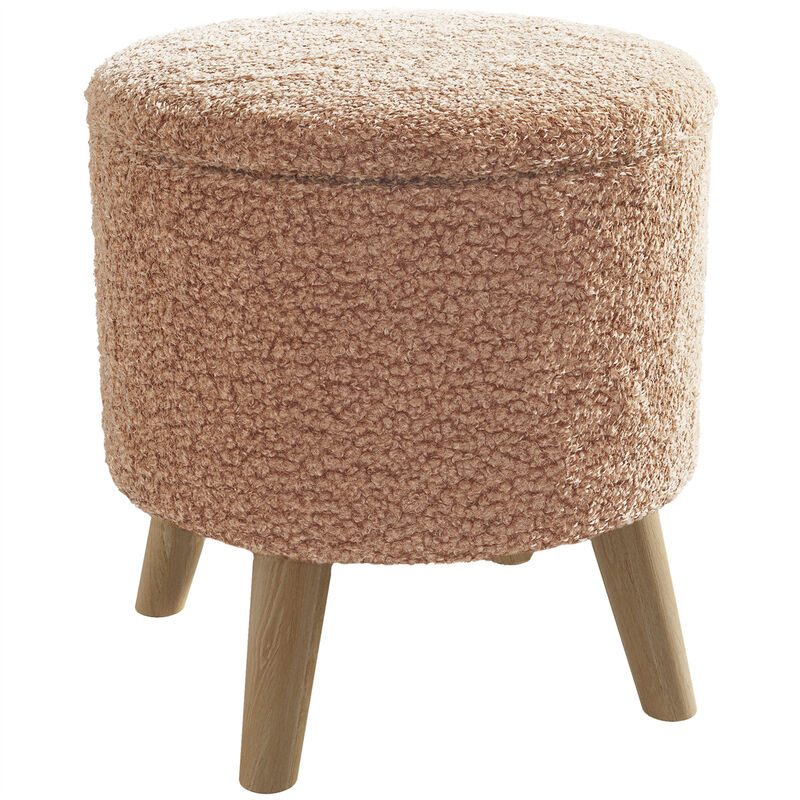 Round Ottoman Stool with Padded Seat for Living Room, Bedroom, or Office
