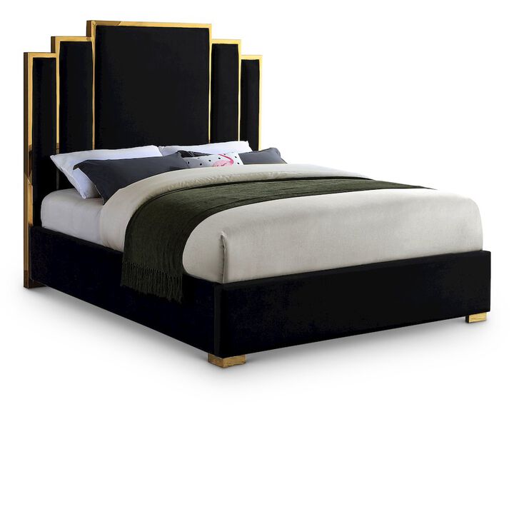 Meridian Furniture Hugo Black Velvet King Bed