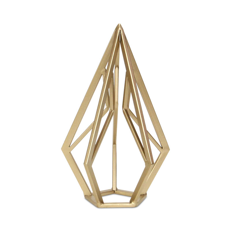 HomeRoots 10" Gold Metal Open Geometric Tabletop Sculpture image number 0