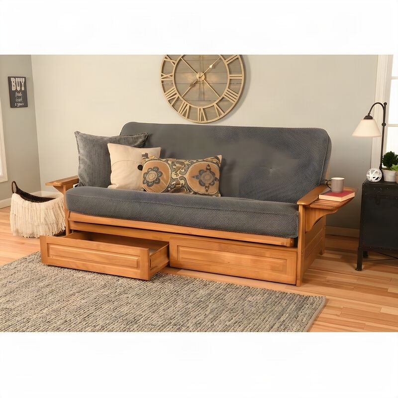 Phoenix Frame in Butternut Finish includes Marmont Thunder Mattress and Storage Drawers image number 4