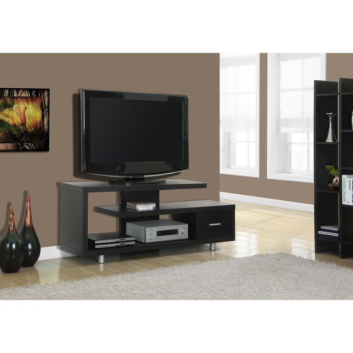 Monarch Specialties I 2572 Tv Stand, 60 Inch, Console, Media Entertainment Center, Storage Cabinet, Living Room, Bedroom, Laminate, Brown, Contemporary, Modern