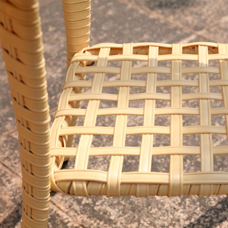 Outdoor Wicker Patio Side Table with Tempered Glass Top image number 3