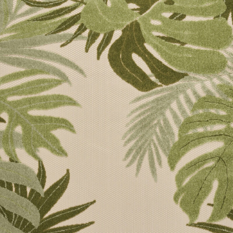 HomeRoots 6' X 9' Ivory And Green Palm Leaf Indoor Outdoor Area Rug image number 4