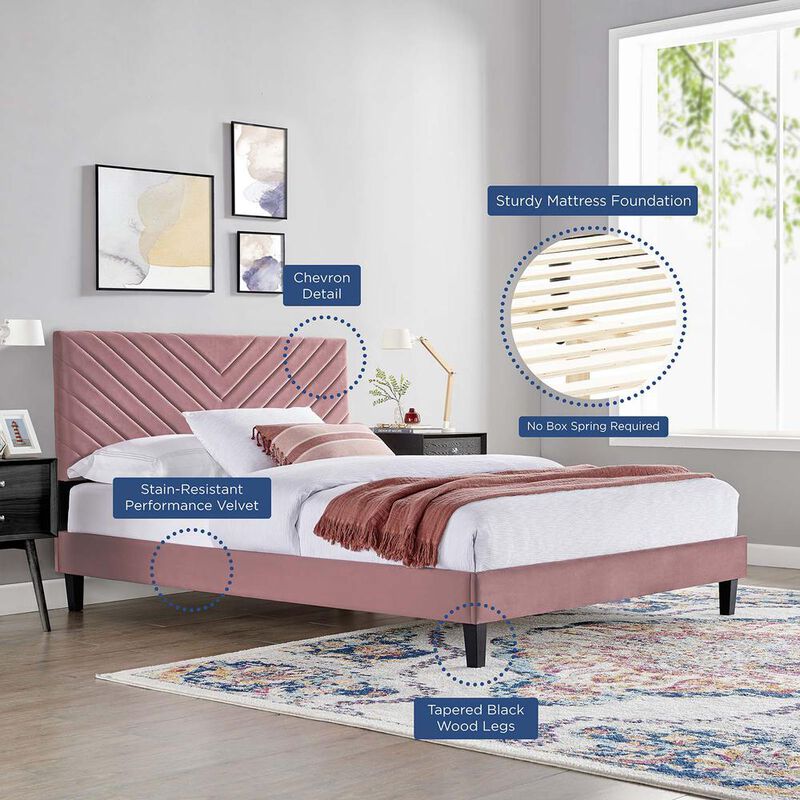 Roxanne Performance Velvet Queen Platform Bed image number 7