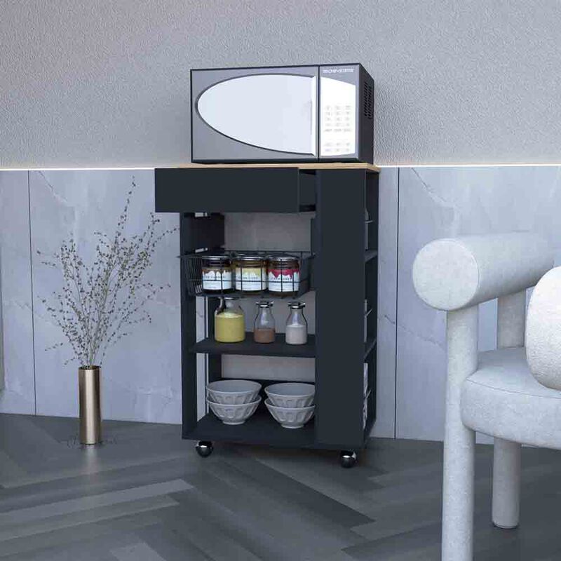 Kitchen Cart Sonex, Kitchen, Black / Light Oak