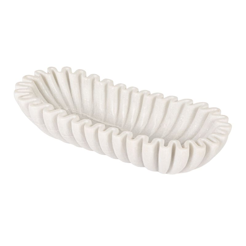 Marble Oval Ruffle Bowl, White image number 0