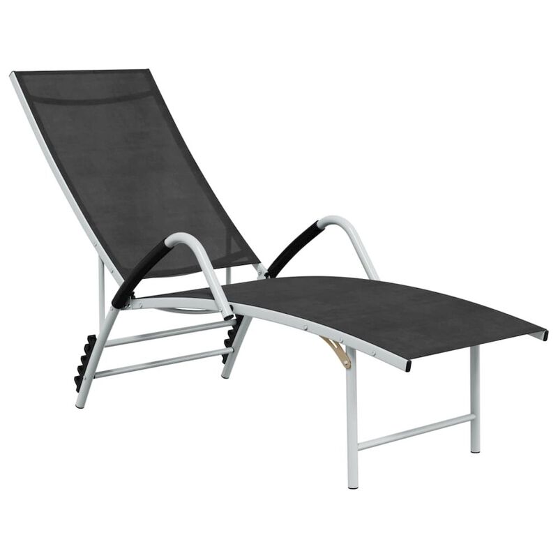 Sun Lounger Black and silver Textilene and aluminum Standard