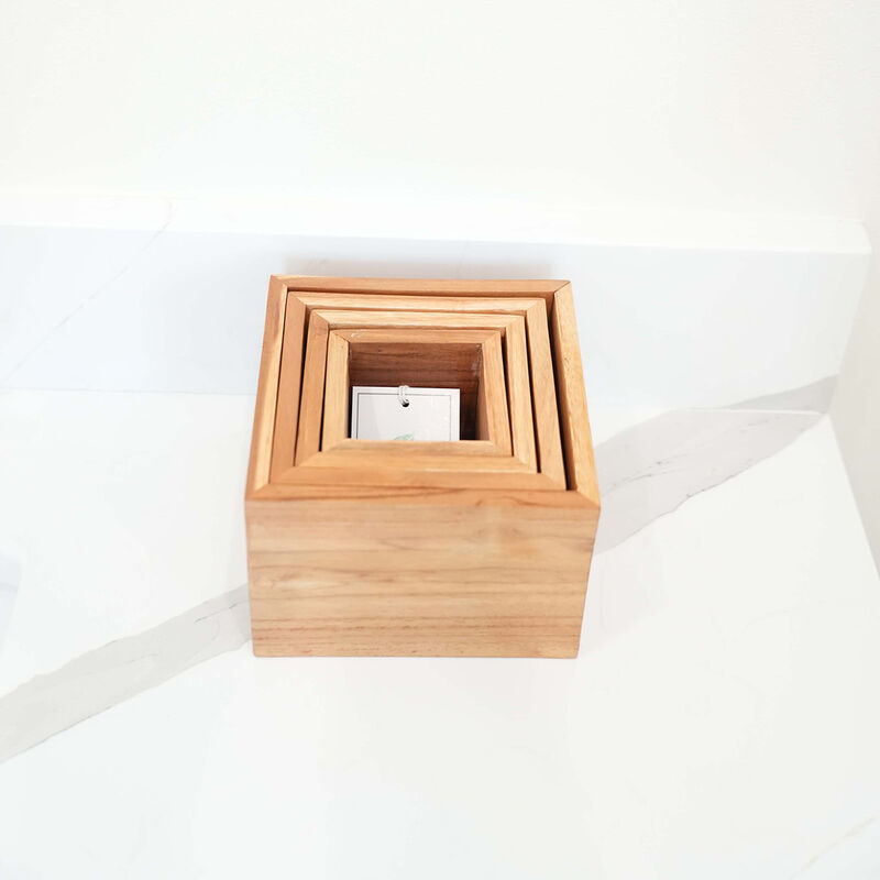 EcoDecors Eleganto&reg; 4 Piece Teak Wood Bathroom Amenities Set in EarthyTeak&reg; Finish image number 1
