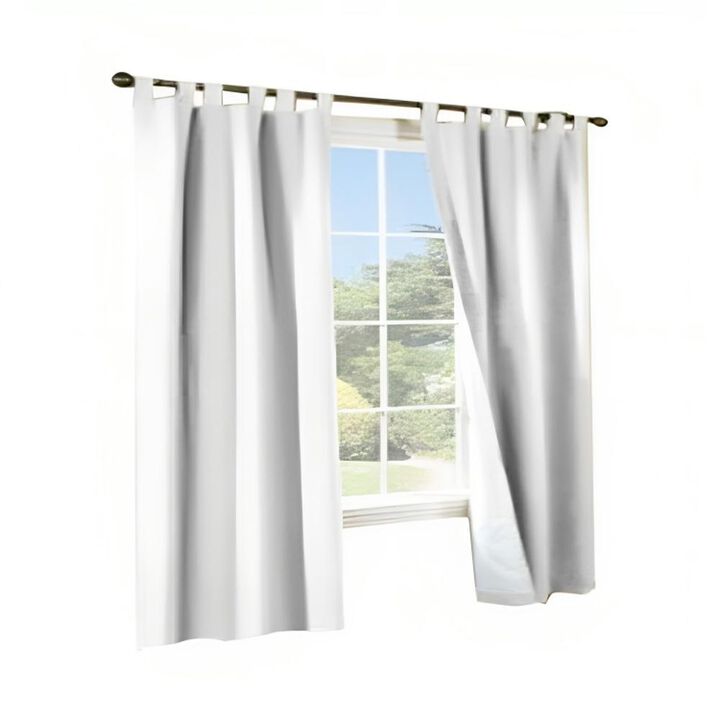 Commonwealth Thermalogic Weather Insulated Cotton Fabric Tab Panels Pair - 40x63" - White