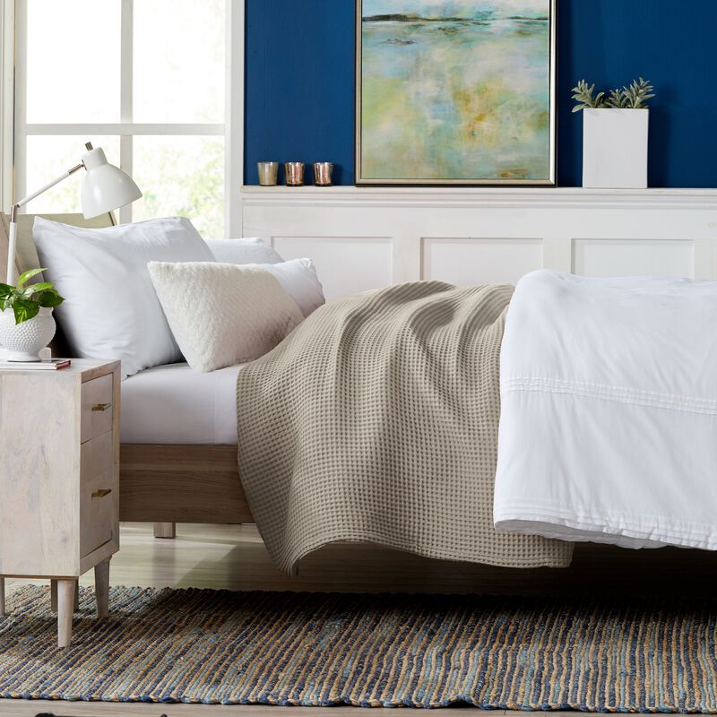 Market & Place Cotton Waffle Weave Bed Blanket