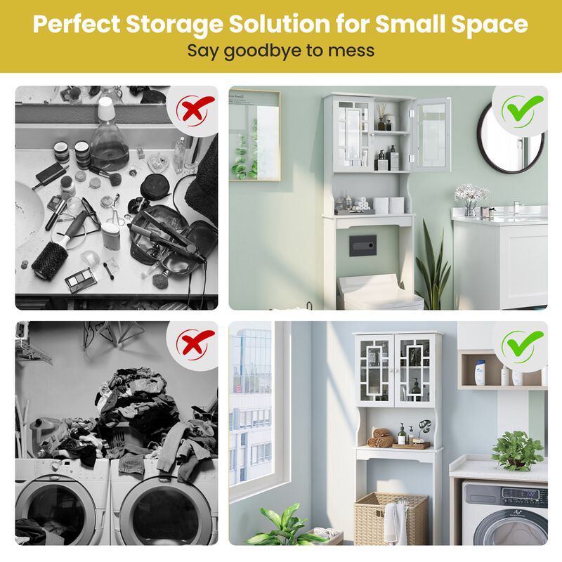 Costway Bathroom Spacesaver Over the Toilet Door Storage Cabinet Tower Organizer White
