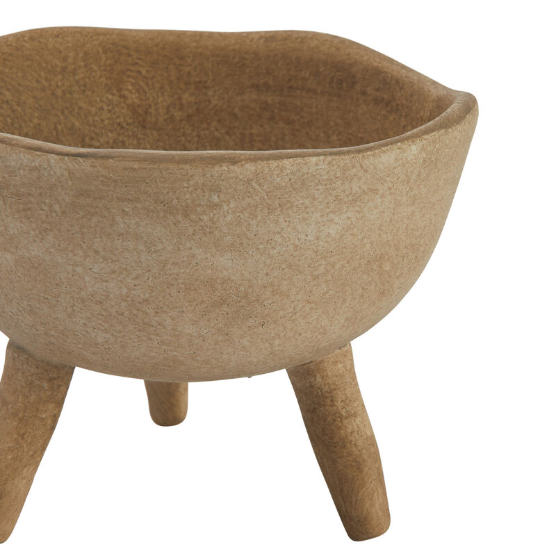 Boho Terracotta Footed Bowl with Organic Edge, Matte Taupe image number 4