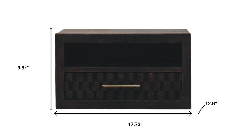 HomeRoots 18" Brown Solid Wood One Drawer Floating Nightstand image number 6