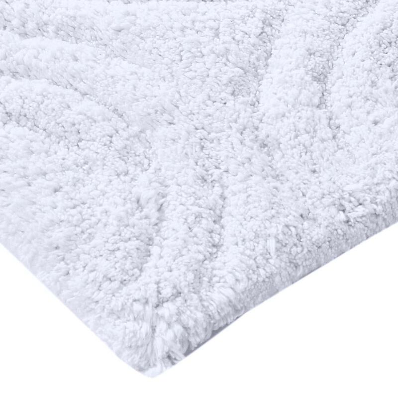 Knightsbridge Beautiful Circle Design Premium Quality Year Round Cotton With Non-Skid Back Bath Rug 24" X 40" White
