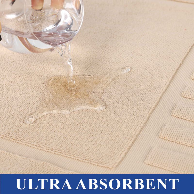 Modern Absorbent Cotton Bath Mat Set of 2 with Washable Fabric image number 3
