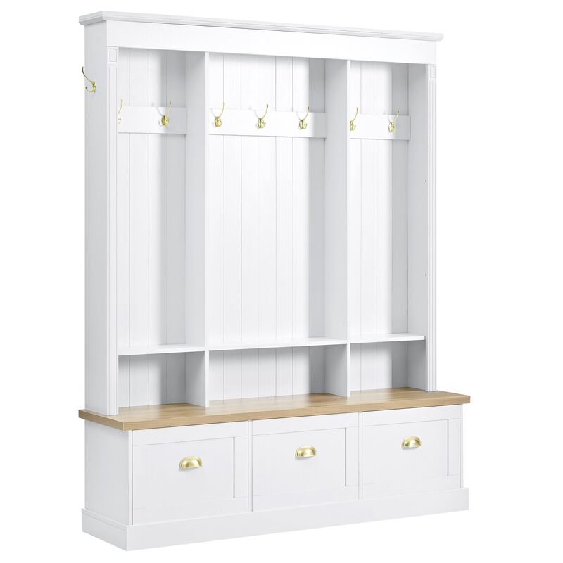 Clihome APP Controlled LED Light Hall Tree Storage Bench with Hooks and 3 Large Cabinets for Hallway image number 0