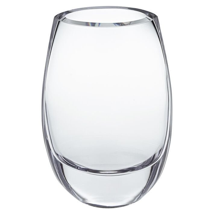 HomeRoots 8" Clear Oval Crystal Glass Table Vase