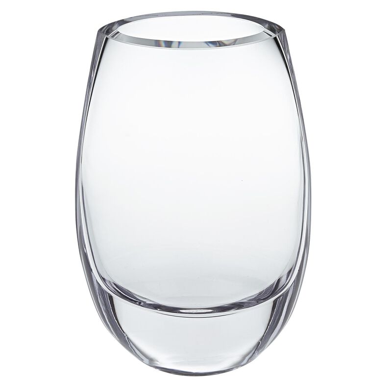 HomeRoots 8" Clear Oval Crystal Glass Table Vase image number 0