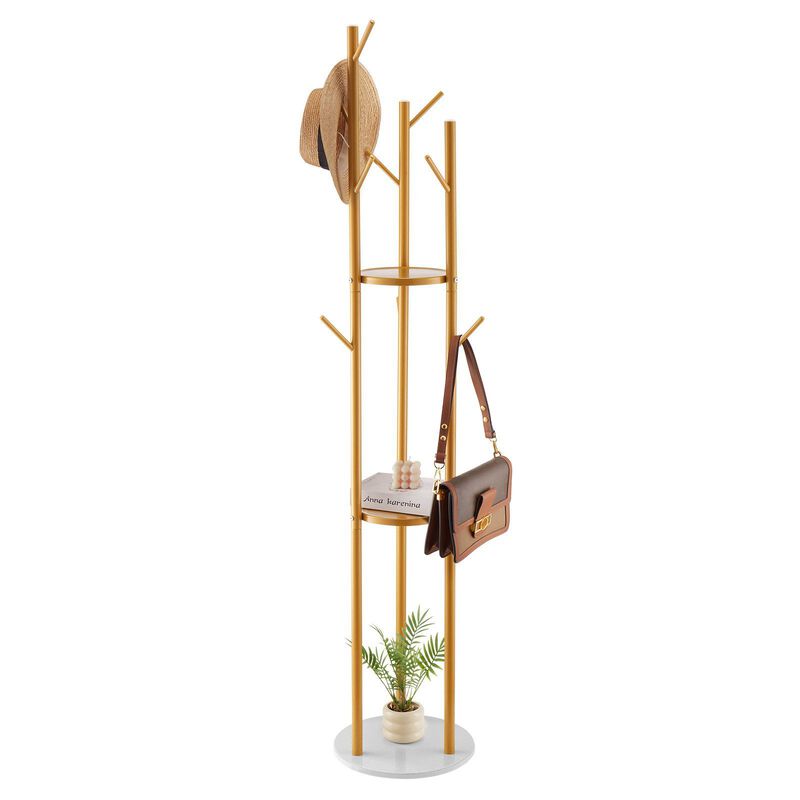 Modern Coat Rack with Quartz Base and Hooks, Freestanding Hall Tree image number 7