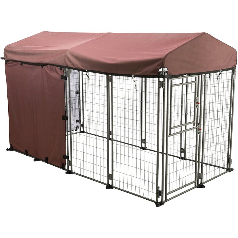 TRIXIE Dog Kennel Sunshade, All Weather Side Panel, Fits Kennel, Burgundy image number 4