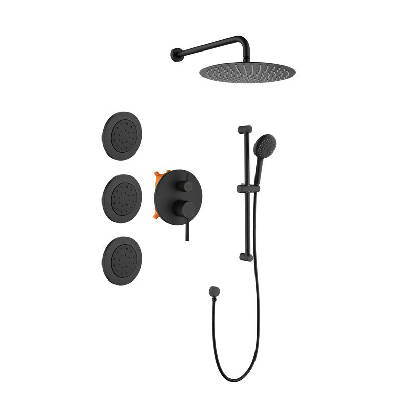 Shower System With Shower Head, Hand Shower, Slide Bar, Body Sprays, Shower Arm, Hose, Valve